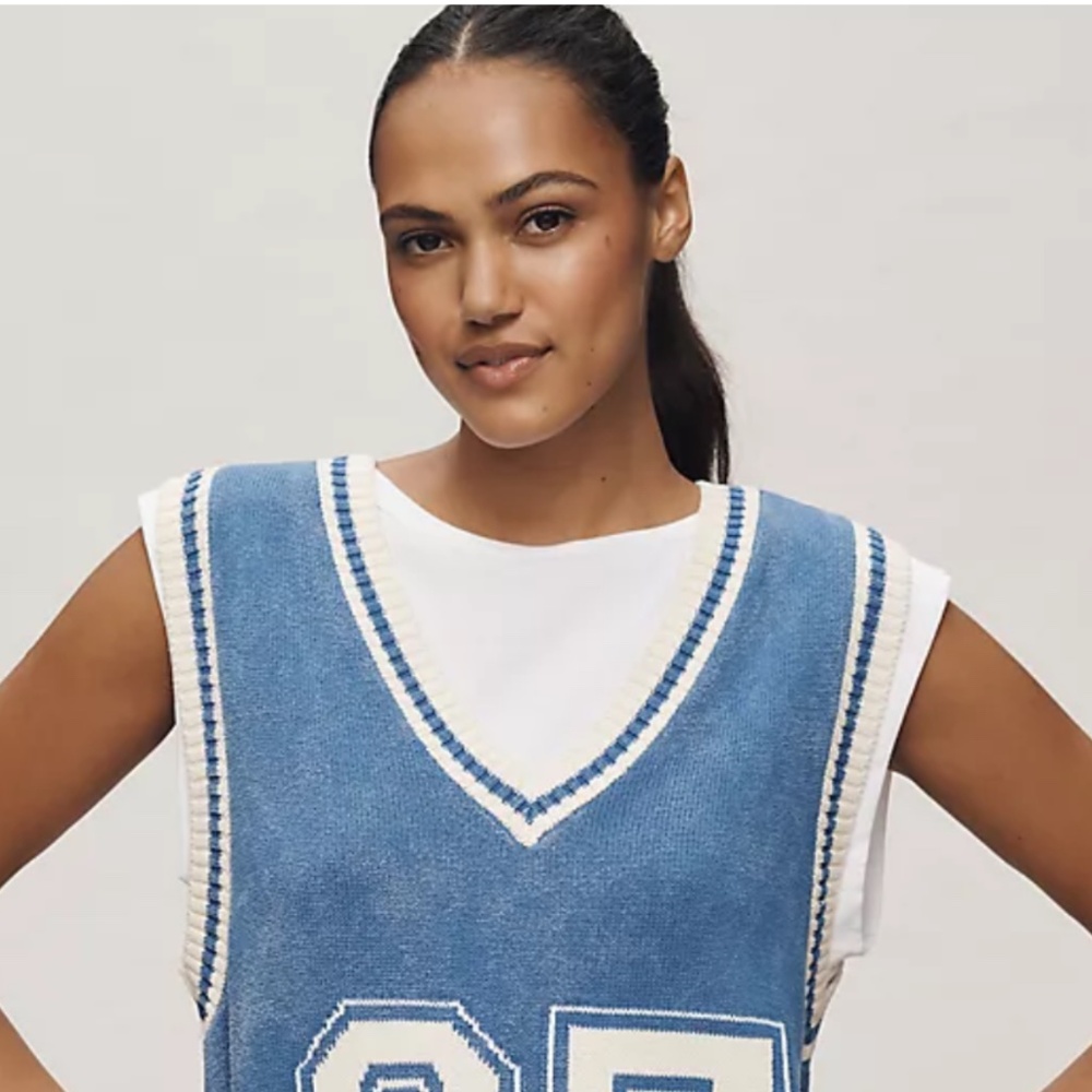Pilcro Sporty Sleeveless Twofer Sweater